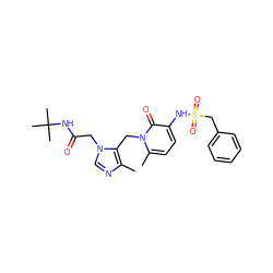 Cc1ncn(CC(=O)NC(C)(C)C)c1Cn1c(C)ccc(NS(=O)(=O)Cc2ccccc2)c1=O ZINC000029125882