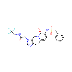 Cc1ncn(CC(=O)NCC(F)(F)F)c1Cn1c(C)ccc(NS(=O)(=O)Cc2ccccc2)c1=O ZINC000029125724