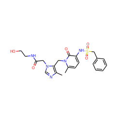 Cc1ncn(CC(=O)NCCO)c1Cn1c(C)ccc(NS(=O)(=O)Cc2ccccc2)c1=O ZINC000029125633