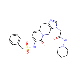 Cc1ncn(CC(=O)NN2CCCCC2)c1Cn1c(C)ccc(NS(=O)(=O)Cc2ccccc2)c1=O ZINC000029125589