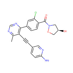 Cc1ncnc(-c2ccc(C(=O)N3C[C@@H](O)CO3)c(Cl)c2)c1C#Cc1ccc(N)nc1 ZINC000148573669