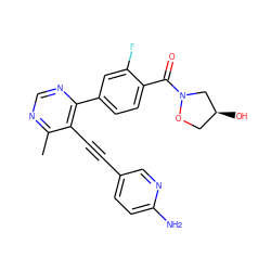 Cc1ncnc(-c2ccc(C(=O)N3C[C@@H](O)CO3)c(F)c2)c1C#Cc1ccc(N)nc1 ZINC000148874790