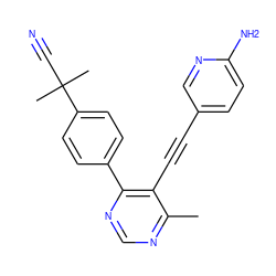 Cc1ncnc(-c2ccc(C(C)(C)C#N)cc2)c1C#Cc1ccc(N)nc1 ZINC000167257888