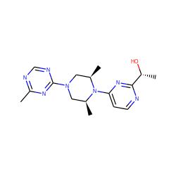 Cc1ncnc(N2C[C@H](C)N(c3ccnc([C@@H](C)O)n3)[C@H](C)C2)n1 ZINC000013491422