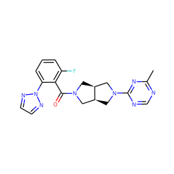 Cc1ncnc(N2C[C@H]3CN(C(=O)c4c(F)cccc4-n4nccn4)C[C@H]3C2)n1 ZINC000116822027