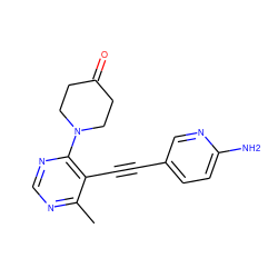 Cc1ncnc(N2CCC(=O)CC2)c1C#Cc1ccc(N)nc1 ZINC000149245057