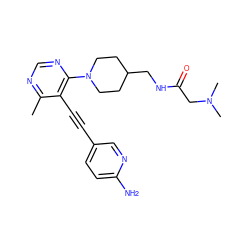 Cc1ncnc(N2CCC(CNC(=O)CN(C)C)CC2)c1C#Cc1ccc(N)nc1 ZINC000149159507