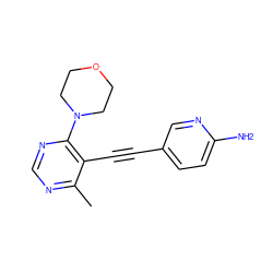 Cc1ncnc(N2CCOCC2)c1C#Cc1ccc(N)nc1 ZINC000149198285