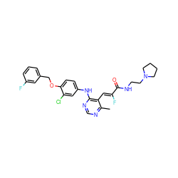 Cc1ncnc(Nc2ccc(OCc3cccc(F)c3)c(Cl)c2)c1/C=C(\F)C(=O)NCCN1CCCC1 ZINC000066138437