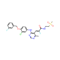 Cc1ncnc(Nc2ccc(OCc3cccc(F)c3)c(Cl)c2)c1/C=C(\F)C(=O)NCCS(C)(=O)=O ZINC000066136531