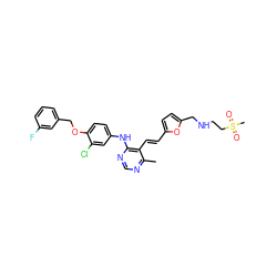 Cc1ncnc(Nc2ccc(OCc3cccc(F)c3)c(Cl)c2)c1/C=C/c1ccc(CNCCS(C)(=O)=O)o1 ZINC000096928288