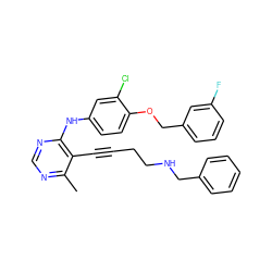 Cc1ncnc(Nc2ccc(OCc3cccc(F)c3)c(Cl)c2)c1C#CCCNCc1ccccc1 ZINC000066066136