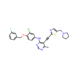 Cc1ncnc(Nc2ccc(OCc3cccc(F)c3)c(Cl)c2)c1C#Cc1ncc(CN2CCCC2)s1 ZINC000073223834