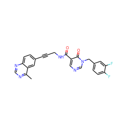 Cc1ncnc2ccc(C#CCNC(=O)c3cncn(Cc4ccc(F)c(F)c4)c3=O)cc12 ZINC000096176323