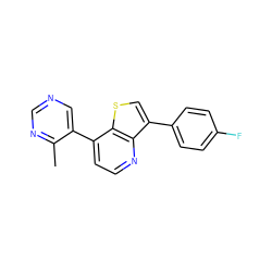 Cc1ncncc1-c1ccnc2c(-c3ccc(F)cc3)csc12 ZINC000205214021