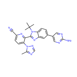 Cc1ncnn1-c1ccc(C#N)nc1-c1nc2cc(-c3cnc(N)nc3)ccc2n1C(C)(C)C ZINC000169703410