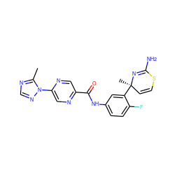 Cc1ncnn1-c1cnc(C(=O)Nc2ccc(F)c([C@]3(C)C=CSC(N)=N3)c2)cn1 ZINC000147085424