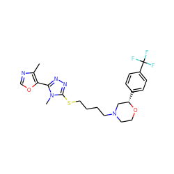 Cc1ncoc1-c1nnc(SCCCCN2CCO[C@@H](c3ccc(C(F)(F)F)cc3)C2)n1C ZINC000653804934