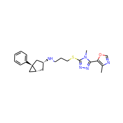 Cc1ncoc1-c1nnc(SCCCN[C@@H]2C[C@@H]3C[C@]3(c3ccccc3)C2)n1C ZINC000064527210