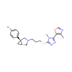 Cc1ncoc1-c1nnc(SCCCN2C[C@@H]3C[C@]3(c3ccc(Br)cc3)C2)n1C ZINC000049785852