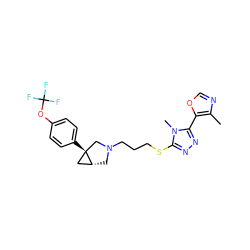 Cc1ncoc1-c1nnc(SCCCN2C[C@@H]3C[C@]3(c3ccc(OC(F)(F)F)cc3)C2)n1C ZINC000049036650