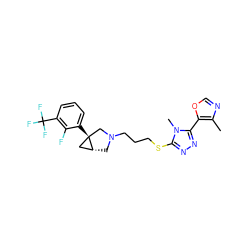 Cc1ncoc1-c1nnc(SCCCN2C[C@@H]3C[C@]3(c3cccc(C(F)(F)F)c3F)C2)n1C ZINC000049031549