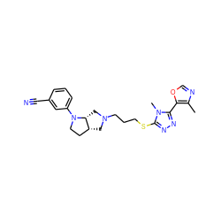 Cc1ncoc1-c1nnc(SCCCN2C[C@@H]3CCN(c4cccc(C#N)c4)[C@@H]3C2)n1C ZINC000653717857