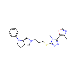 Cc1ncoc1-c1nnc(SCCCN2C[C@@H]3CCN(c4ccccc4)[C@H]3C2)n1C ZINC000653723324