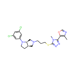 Cc1ncoc1-c1nnc(SCCCN2C[C@H]3CCN(c4cc(Cl)cc(Cl)c4)[C@H]3C2)n1C ZINC000653717835