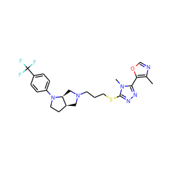 Cc1ncoc1-c1nnc(SCCCN2C[C@H]3CCN(c4ccc(C(F)(F)F)cc4)[C@H]3C2)n1C ZINC000653727999