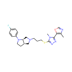 Cc1ncoc1-c1nnc(SCCCN2C[C@H]3CCN(c4ccc(F)cc4)[C@H]3C2)n1C ZINC000653724994