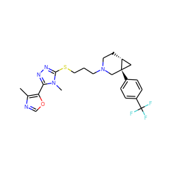 Cc1ncoc1-c1nnc(SCCCN2CC[C@@H]3C[C@]3(c3ccc(C(F)(F)F)cc3)C2)n1C ZINC000064549236