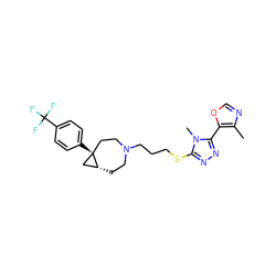 Cc1ncoc1-c1nnc(SCCCN2CC[C@@H]3C[C@]3(c3ccc(C(F)(F)F)cc3)CC2)n1C ZINC000064548904