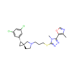 Cc1ncoc1-c1nnc(SCCCN2CC[C@]3(C[C@@H]3c3cc(Cl)cc(Cl)c3)C2)n1C ZINC001772614931