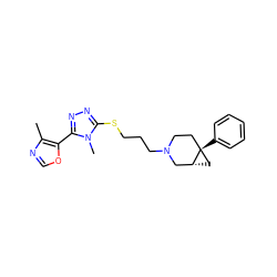 Cc1ncoc1-c1nnc(SCCCN2CC[C@]3(c4ccccc4)C[C@@H]3C2)n1C ZINC000064548385