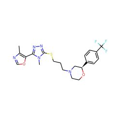 Cc1ncoc1-c1nnc(SCCCN2CCO[C@H](c3ccc(C(F)(F)F)cc3)C2)n1C ZINC000653804918