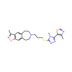 Cc1ncoc1-c1nnc(SCCCN2CCc3cc4onc(C)c4cc3CC2)n1C ZINC000029126996