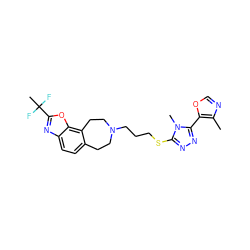 Cc1ncoc1-c1nnc(SCCCN2CCc3ccc4nc(C(C)(F)F)oc4c3CC2)n1C ZINC000029127485