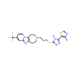 Cc1ncoc1-c1nnc(SCCCN2CCc3nc4cc(C(F)(F)F)ccn4c3CC2)n1C ZINC000029127318