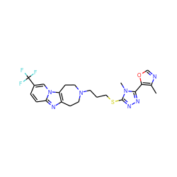 Cc1ncoc1-c1nnc(SCCCN2CCc3nc4ccc(C(F)(F)F)cn4c3CC2)n1C ZINC000029127253