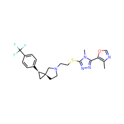 Cc1ncoc1-c1nnc(SCCN2CC[C@]3(C[C@H]3c3ccc(C(F)(F)F)cc3)C2)n1C ZINC001772653183