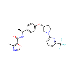 Cc1ncoc1C(=O)N[C@@H](C)c1ccc(O[C@@H]2CCN(c3cccc(C(F)(F)F)n3)C2)cc1 ZINC000169709470