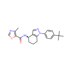 Cc1ncoc1C(=O)N[C@@H]1CCCc2c1cnn2-c1ccc(C(C)(C)C)cc1 ZINC000014967868