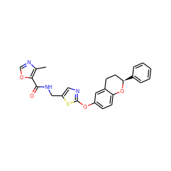 Cc1ncoc1C(=O)NCc1cnc(Oc2ccc3c(c2)CC[C@@H](c2ccccc2)O3)s1 ZINC000169710529