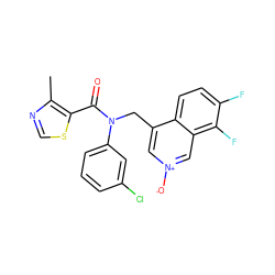 Cc1ncsc1C(=O)N(Cc1c[n+]([O-])cc2c(F)c(F)ccc12)c1cccc(Cl)c1 ZINC000042889397