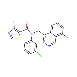 Cc1ncsc1C(=O)N(Cc1cncc2c(F)cccc12)c1cccc(Cl)c1 ZINC000040950111