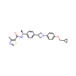 Cc1ncsc1C(=O)N[C@@H](C)c1ccc(C2CN(c3ccc(OCC4CC4)cc3)C2)cc1 ZINC000150204743