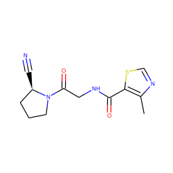 Cc1ncsc1C(=O)NCC(=O)N1CCC[C@H]1C#N ZINC000169310700