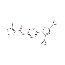 Cc1ncsc1C(=O)Nc1ccc(-n2nc(C3CC3)cc2C2CC2)cc1 ZINC000116816522