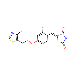 Cc1ncsc1CCOc1ccc(/C=C2\SC(=O)NC2=O)c(Cl)c1 ZINC000169700814